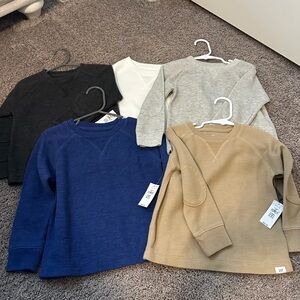 GAP Long Sleeve Crewneck Shirt Set - Charcoal, White, Gray, Blue, Tan